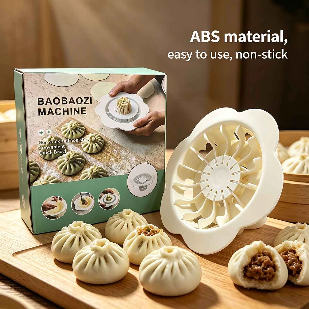 Kitchen Gadgets Dumpling Maker - เครื่องทำซาลาเปาแบบใช้มือ วัสดุเกรดอาหาร ABS ทำซาลาเปาได้รวดเร็ว ไม่ติดกระทะ แม่พิมพ์ทำขนม