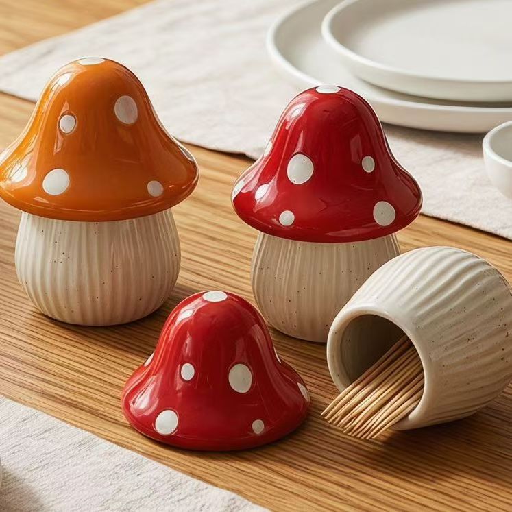 กระปุกเซรามิคลายการ์ตูนรูปเห็ด - Kitchen Gadgets Organizer บทวิจารณ์และราคา