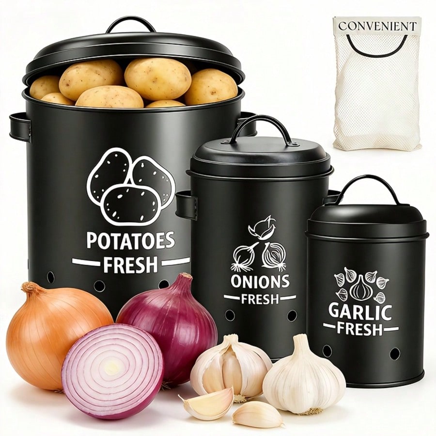 ชุดกล่องเก็บมันฝรั่ง หัวหอม กร - Kitchen Gadgets Organizer บทวิจารณ์และราคา