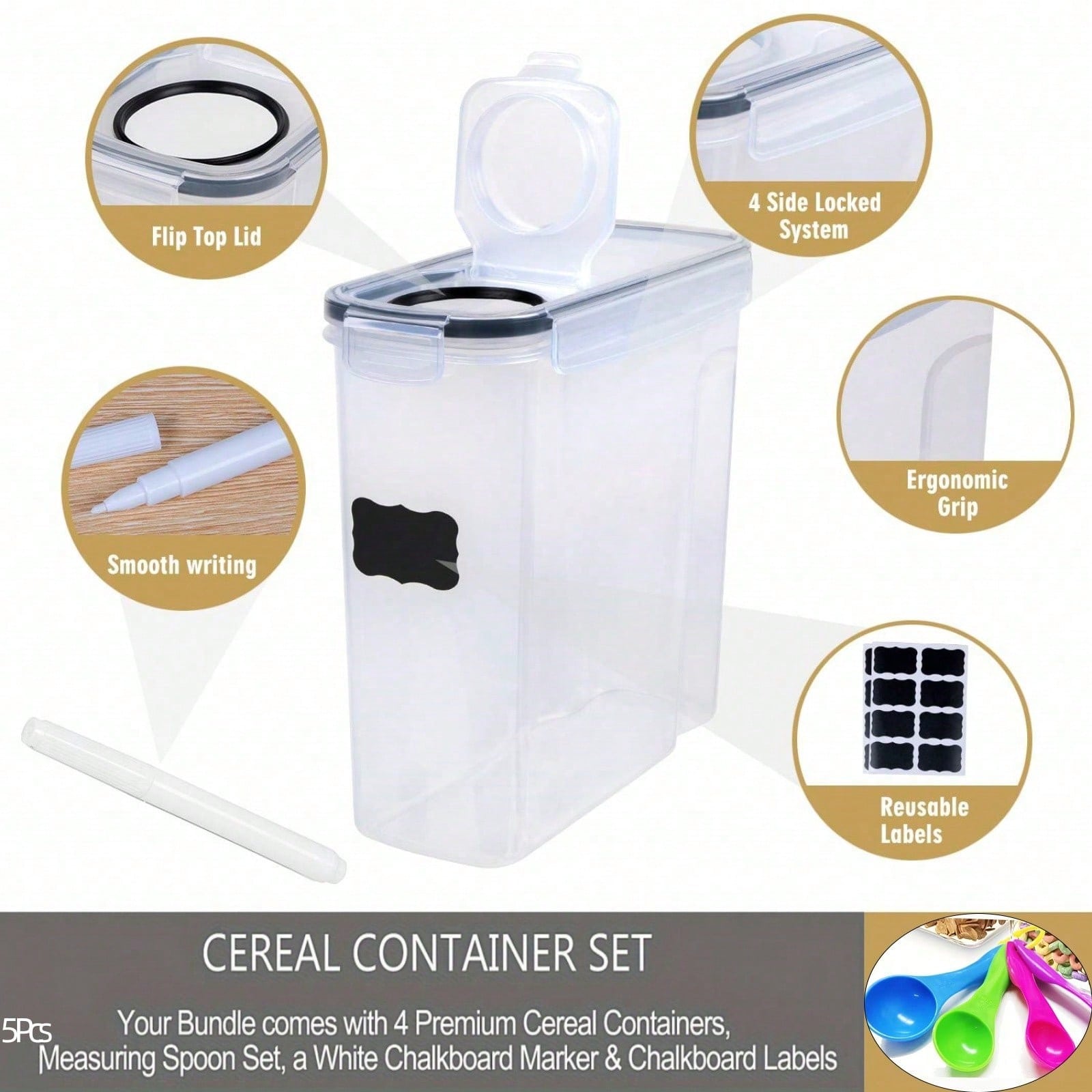 ชุด 4 ชิ้น กล่องเก็บอาหารแห้งแ - Kitchen Gadgets Organizer บทวิจารณ์และราคา