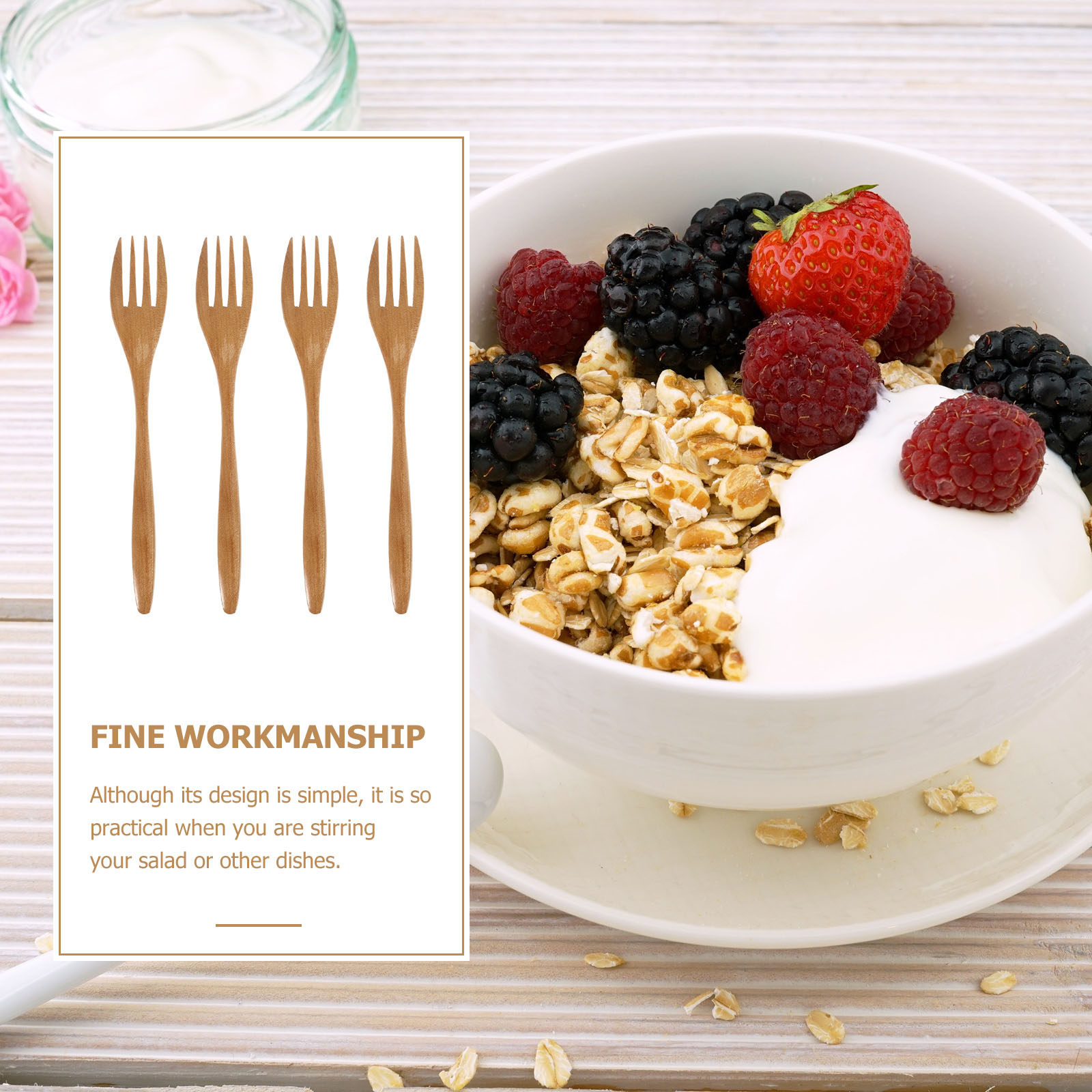 ชุดส้อมไม้ 4 ชิ้น ทำจากไม้ธรรม - Kitchen Gadgets Gold บทวิจารณ์และราคา